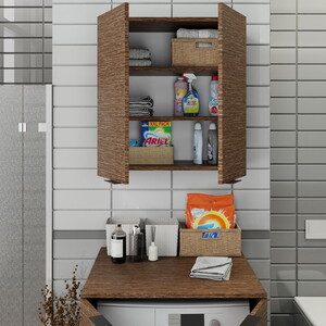  Biani Fix Arya ve Loft Uyumlu Çamaşır Makinesi Dolabı Renk Aybe Kahve