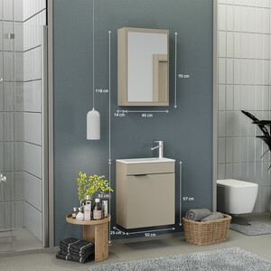  Biani Fix Loft 50 cm Latte Banyo Dolabı