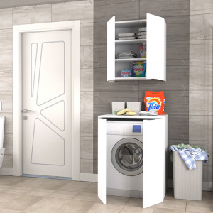  Biani Fix Arya ve Loft Uyumlu Çamaşır Makinesi Dolabı Renk Mat Beyaz