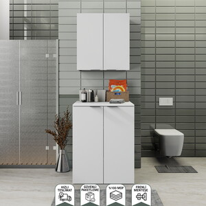 Biani Fix Arya ve Loft Uyumlu Çamaşır Makinesi Dolabı Renk Mat Beyaz
