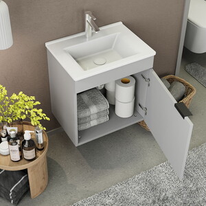  Biani Fix Loft 55 cm Mat Gri Banyo Dolabı