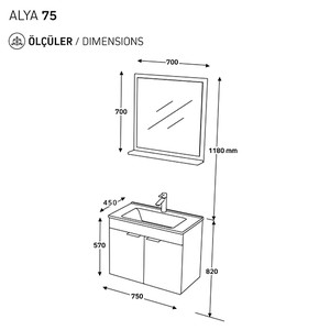  Biani Fix Arya 75 cm Banyo Dolabı Renk Aybe Bej