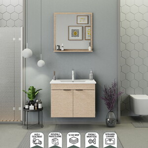 Biani Fix Arya 75 cm Banyo Dolabı Renk Aybe Bej