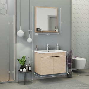  Biani Fix Arya 75 cm Banyo Dolabı Renk Aybe Bej