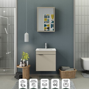 Biani Fix Loft 55 cm Latte Banyo Dolabı