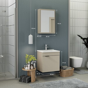  Biani Fix Loft 55 cm Latte Banyo Dolabı