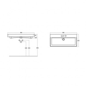  Lucco Stance 100 cm Konsollu Dikdörtgen Lavabo Beyaz 