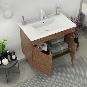  Biani Fix Arya 75 cm Banyo Dolabı Renk Aybe Kahve