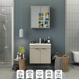 Biani Fix Loft 65 cm Latte Banyo Dolabı