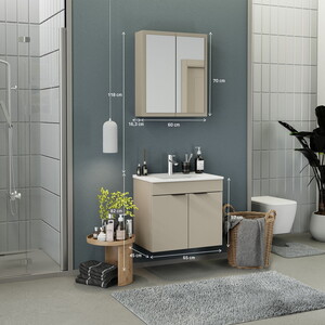  Biani Fix Loft 65 cm Latte Banyo Dolabı