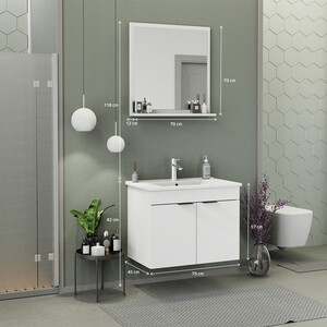  Biani Fix Arya 75 cm Banyo Dolabı Renk Mat Beyaz