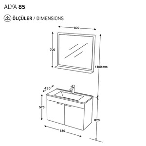  Biani Fix Arya 85 cm Banyo Dolabı Renk Aybe Bej