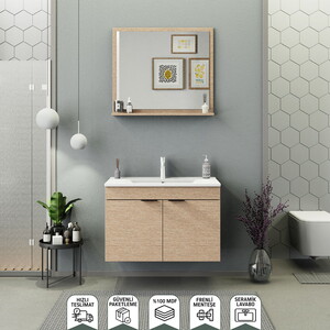 Biani Fix Arya 85 cm Banyo Dolabı Renk Aybe Bej