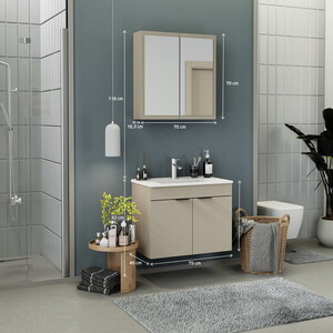  Biani Fix Loft 75 cm Latte Banyo Dolabı