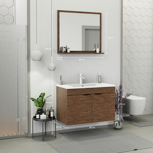  Biani Fix Arya 85 cm Banyo Dolabı Renk Aybe Kahve