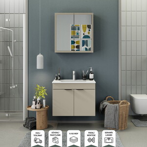 Biani Fix Loft 85 cm Latte Banyo Dolabı
