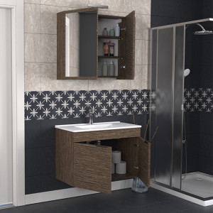  Biani Fix Loft 85 cm Banyo Dolabı Renk Aybe Kahve