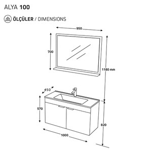  Biani Fix Arya 100 cm Banyo Dolabı Renk Aybe Bej