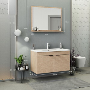  Biani Fix Arya 100 cm Banyo Dolabı Renk Aybe Bej