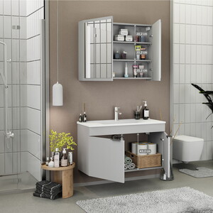  Biani Fix Loft 100 cm Mat Gri Banyo Dolabı