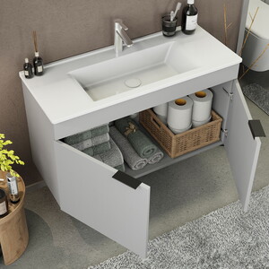  Biani Fix Loft 100 cm Mat Gri Banyo Dolabı
