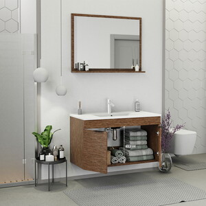  Biani Fix Arya 100 cm Banyo Dolabı Renk Aybe Kahve