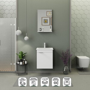 Biani Fix Arya Slım 50 cm  Banyo Dolabı Mat Beyaz