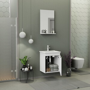 Biani Fix Arya Slım 50 cm  Banyo Dolabı Mat Beyaz