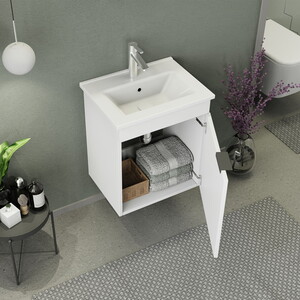  Biani Fix Arya Slım 50 cm  Banyo Dolabı Mat Beyaz