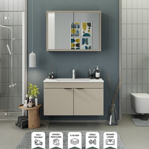 Biani Fix Loft 100 cm Latte Banyo Dolabı