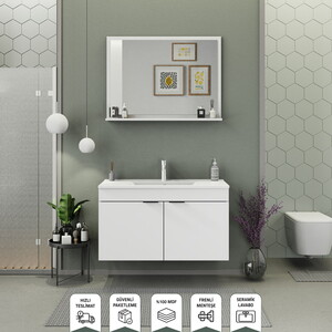 Biani Fix Arya 100 cm Banyo Dolabı Renk Mat Beyaz