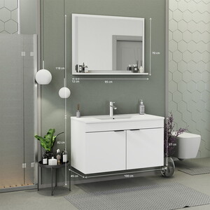  Biani Fix Arya 100 cm Banyo Dolabı Renk Mat Beyaz