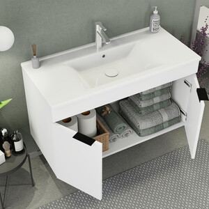  Biani Fix Arya 100 cm Banyo Dolabı Renk Mat Beyaz