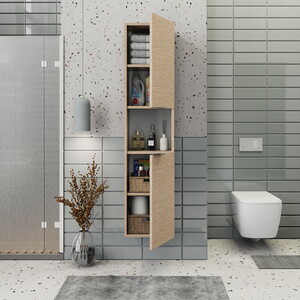  Biani Fix Arya ve Loft Uyumlu Boy Dolabı Renk Aybe Bej