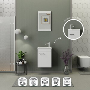 Biani Fix Arya Mini 42 cm Banyo Dolabı Mat Beyaz