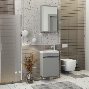  Biani Fix Edremit 45 cm Mat Gri Banyo Dolabı