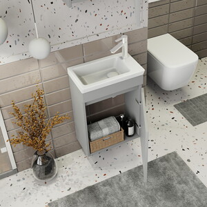  Biani Fix Edremit 45 cm Mat Gri Banyo Dolabı