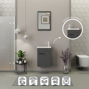 Biani Fix Arya Mini 42 cm Banyo Dolabı Mat Gri