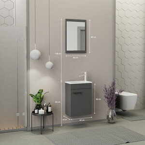  Biani Fix Arya Mini 42 cm Banyo Dolabı Mat Gri