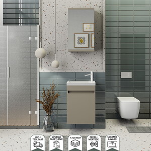 Biani Fix Edremit 45 cm Latte Banyo Dolabı