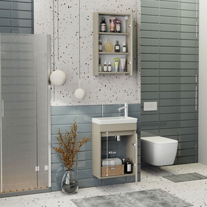  Biani Fix Edremit 45 cm Latte Banyo Dolabı