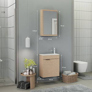  Biani Fix Loft 50 cm Banyo Dolabı Renk Aybe Bej