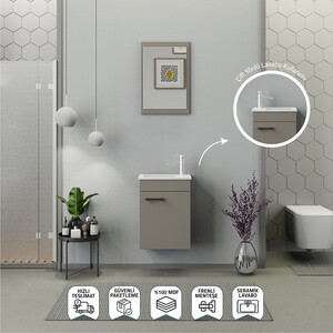 Biani Fix Arya Mini 42 cm Banyo Dolabı Latte