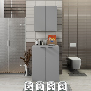 Biani Fix Arya ve Loft Uyumlu Çamaşır Makinesi Dolabı Renk Mat Gri