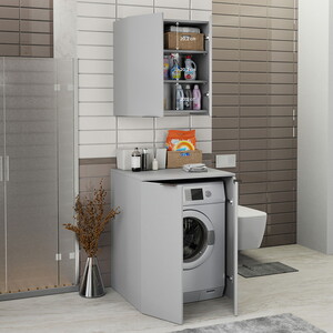  Biani Fix Arya ve Loft Uyumlu Çamaşır Makinesi Dolabı Renk Mat Gri