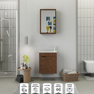 Biani Fix Loft 50 cm Banyo Dolabı Renk Aybe Kahve