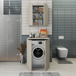  Biani Fix Arya ve Loft Uyumlu Çamaşır Makinesi Dolabı Renk Latte