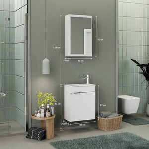  Biani Fix Loft 50 cm Banyo Dolabı Renk Mat Beyaz