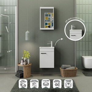 Biani Fix Loft Mini 42 cm Banyo Dolabı Mat Beyaz
