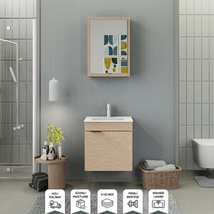 Biani Fix Loft 55 cm Banyo Dolabı Renk Aybe Bej